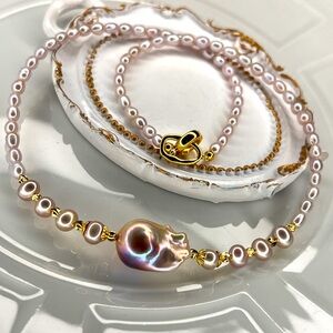 Handmade Freshwater Premium Quality Flameball Cotton Candy Color Pearl Necklace